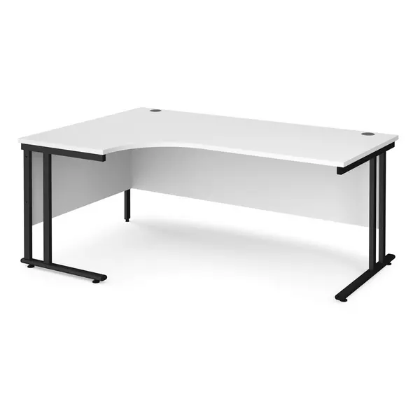 Maestro 25 Left Hand Ergonomic Desk with Black Frame and White Top - 1800mm