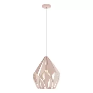 Hanging Ceiling Pendant Light Pastel Apricot Steel 1 x 60W E27 Bulb