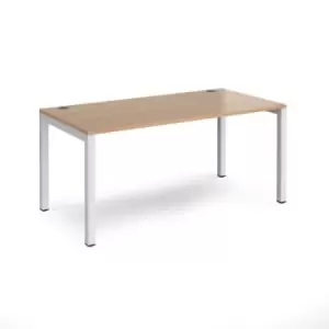 Bench Desk Single Person Starter Rectangular Desk 1600mm Beech Tops With White Frames 800mm Depth Connex