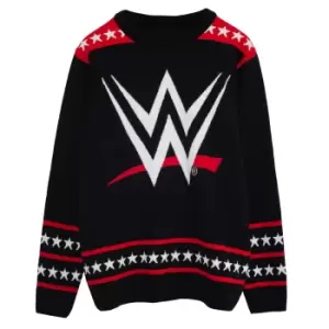 WWE Womens/Ladies Logo Knitted Jumper (L) (Black)