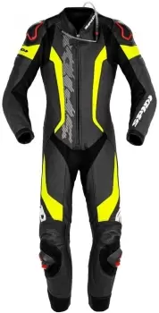 Spidi Laser Pro One Piece Perforated Motorcycle Leather Suit, black-yellow, Size 48, black-yellow, Size 48