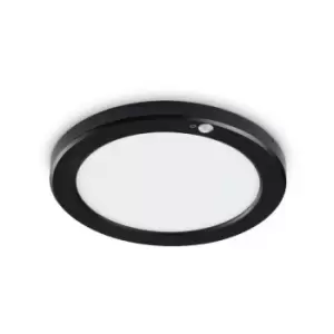 Ideal Lux aura Round LED Recessed Downlight Black, Motion Sensor, 3000K, Non-Dim