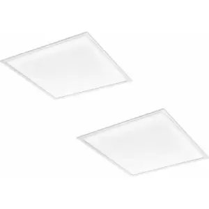 Loops - 2 pack Wall / Ceiling Light White 595mm Slim Square Panel 34W LED 4000K