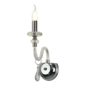 Wall Lamp, 1 Candle Light E14, Polished Chrome, Clear Glass, Crystal - Luminosa Lighting