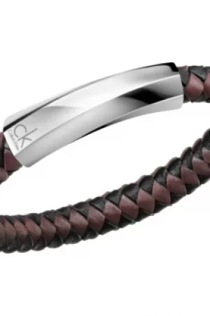 Mens Calvin Klein Stainless Steel Large Bewilder Leather Bracelet KJ2BBB09030L