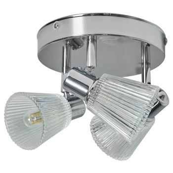 Chrome 3 Way IP44 Ceiling Light Fitting - No Bulbs