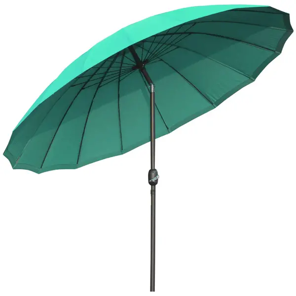 Outsunny 2.6m Round Curved Adjustable Parasol Sun Umbrella Metal Pole Green TJ Hughes 5056399121302