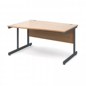 Contract 25 Left Hand Wave Desk 1400mm - Graphite Cantilever Frame be