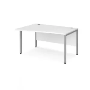 Office Desk Left Hand Wave Desk 1400mm White Top With Silver Frame Maestro 25 MB14WLSWH