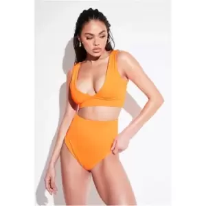 I Saw It First Orange Deep 'V' Bikini Top - Orange