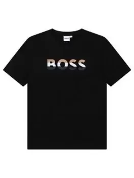 BOSS Boys Stripe Logo T-Shirt - Black, Size 16 Years