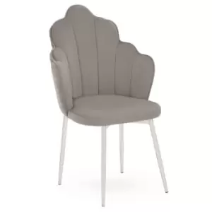 Interiors By PH Velvet Dining Chair Grey Chrome Legs