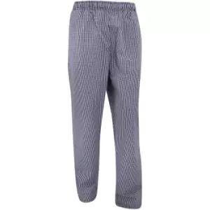 Dennys Unisex Blue/White Check Fully Elasticated Trouser / Chefswear (Pack of 2) (3XL) (Navy/White) - Navy/White