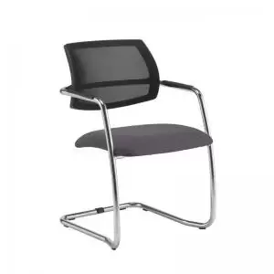 Tuba chrome cantilever frame conference chair with half mesh back -