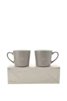 Set of 2 Grey Mugs - Mr & Mr