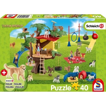 Schleich It's a Dogs' Life Jigsaw Puzzle & Bonus Figure - 40 Pieces