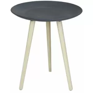 Round Concrete Effect Side Table in Grey Coffee Sofa Bed Stand - Grey - Charles Bentley