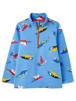 Joules Toddler Boys Dale Dino Half Zip Sweatshirt - Blue, Size 3 Years