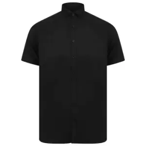 Henbury Mens Modern Short Sleeve Slim Fit Oxford Shirt (L) (Black)