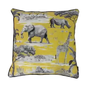 Safari Ochre Cushion Yellow and Grey