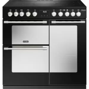 Stoves Sterling Deluxe ST DX STER D900Ei RTY BK 90cm Electric Range Cooker with Induction Hob - Black - A Rated