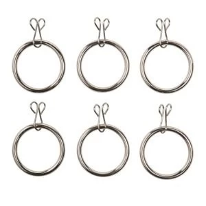 Colours Steel Curtain Ring Dia16mm Pack of 6