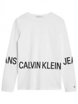 Calvin Klein Jeans Boys Stretch Logo Long Sleeve T-Shirt - White