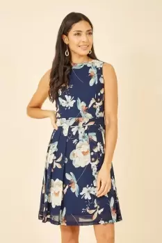 Navy Floral Skater Dress