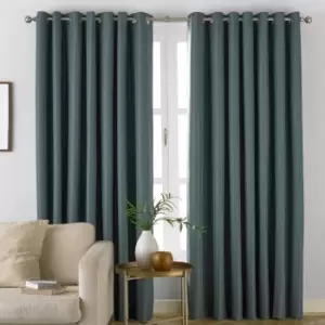 Furn. Moon Herringbone Blackout Ringtop Eyelet Curtains (pair) Polyester Mineral (117X183Cm)