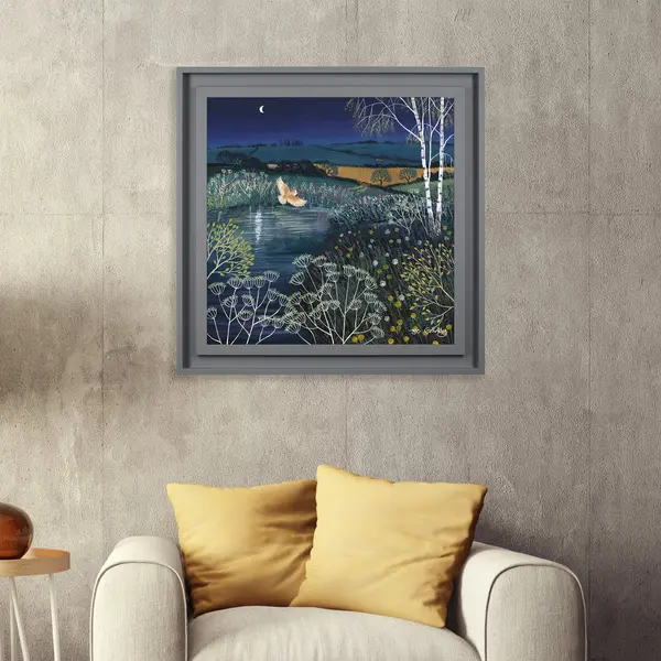 The Art Group Over Moonlit Pool Framed Print Blue