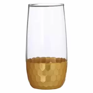 Premier Housewares Set of 4 High Ball Glasses - Gold Honeycomb Design