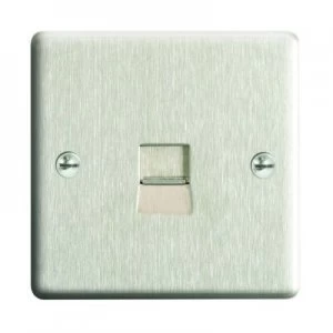 Wickes Single Raised Plate Master Telephone Socket - Brushed Steel