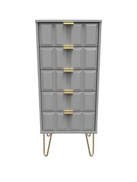 Ready Assembled Cuba 5 Drawer Locker - White Matt