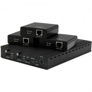 StarTech.com 3-Port HDBaseT Extender Kit with 3 Receivers - 1x3 HDMI over CAT5 Splitter - Up to 4K