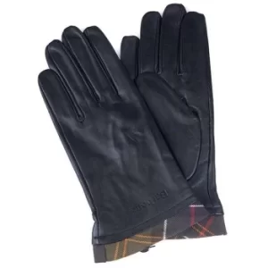 Barbour Ladies Tartan Trimmed leather Gloves Black/Classic Tartan Large