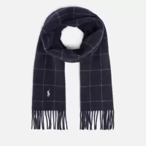 Polo Ralph Lauren Windowpane Check Print Wool-Blend Scarf