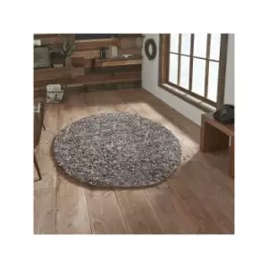 Vista 3547 Shaggy Round Rug, Silver, 133 x 133cm - Think Rugs