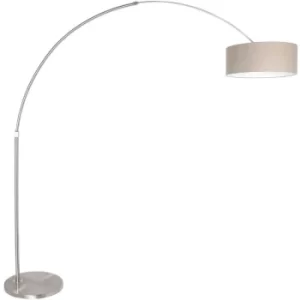 Sienna Sparkled Light Arc Floor Lamp Steel Brushed, Linen Fabric