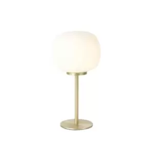 Cheektowaga Small Oval Ball Tall Table Lamp E27 Satin Gold Base With Frosted White Glass Globe