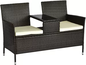 Outsunny Garden Patio Tea Table Outdoor Furniture Rattan Wicker