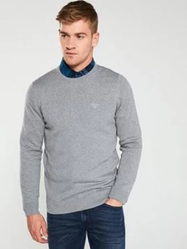 Barbour Crew Neck Jumper - Grey, Size L, Men