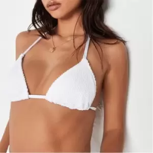 Missguided Crinkle Triangle Bikini Top - White