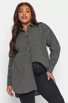 Womens Plus Size Black & Grey Striped Shirt