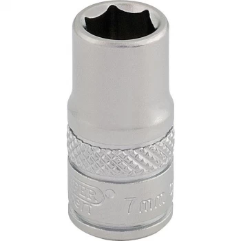 Draper 1/4" Drive Satin Finish Hexagon Socket Metric 1/4" 7mm