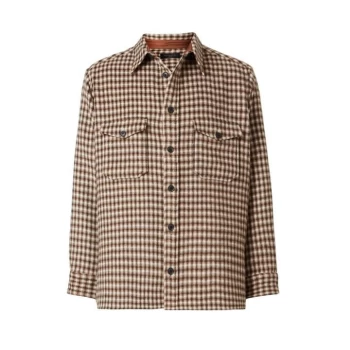 AllSaints Tierra Long Sleeve Shirt - ECRU/BROWN