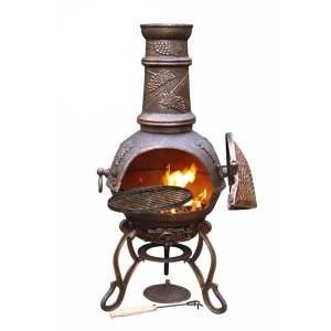 Gardeco Toledo Cast Iron Chiminea with Grape Design - Medium