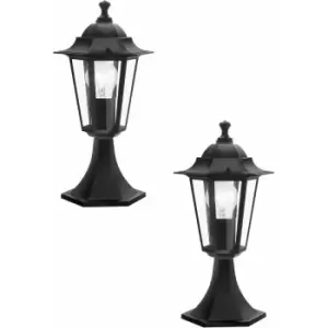 Loops - 2 pack IP44 Outdoor Pedestal Light Black Aluminium 1x 60W E27 Porch Lamp