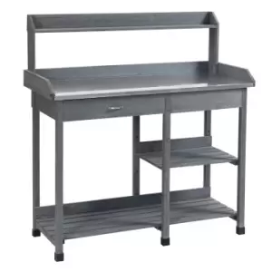 Outsunny Garden Potting Table Workstation W/ Metal Tabletop Drawer Shelves