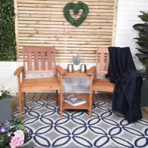 Atlanta 2 Seater Wooden Garden Patio Love Seat and Table Set