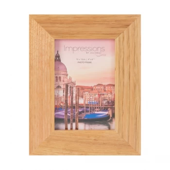 4" x 6" - Wooden Photo Frame - Flat Edge Oak Finish